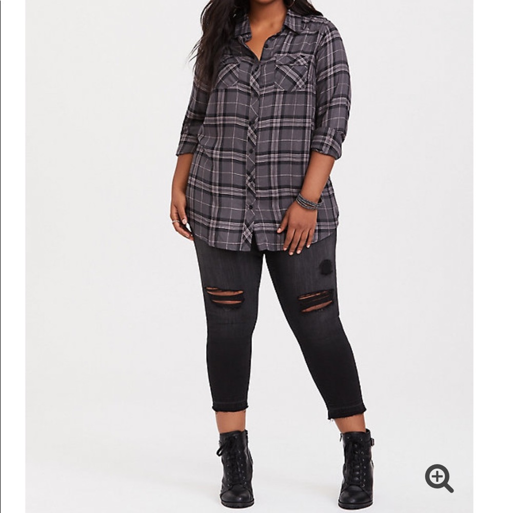 Taylor- Grey Plaid Twill Camp Tunic